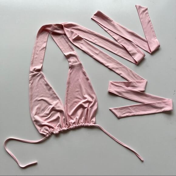 Beginning Boutique Niomi Wrap Tie Crop Top in Baby Pink - Picture 2 of 11